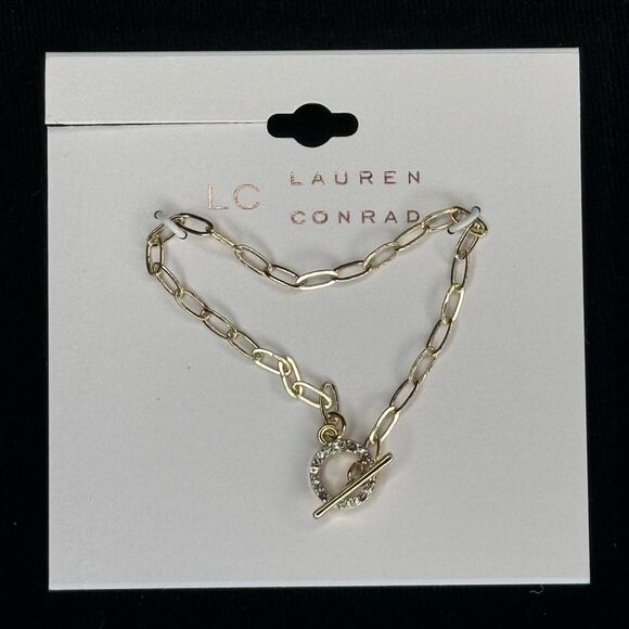 Lauren Conrad Dainty Link Crystal Toggle Closure Bracelet - Picture 2 of 5